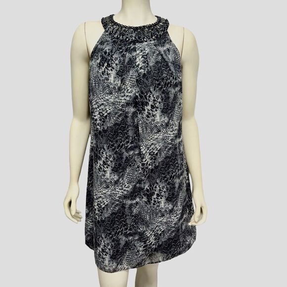White House Black Market Sleeveless Halter Mini Dress Flowy Loose Shift Dress - Picture 1 of 7